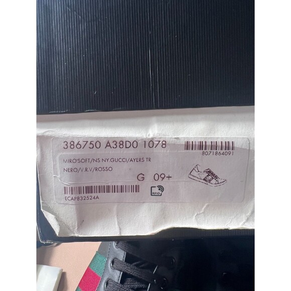 Gucci Ace Leather Lace Up Sneaker M Size 9.5 Black Python Embossed Authenticated - Picture 10 of 15